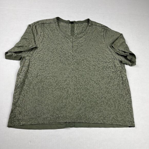 Lululemon Womens Performance T-Shirt Green Short Sleeve Stretch Tee 10/12 FLAW - Picture 1 of 11